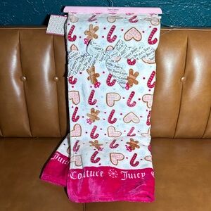 Juicy Couture Holiday Blanket Pink and White Gingerbread